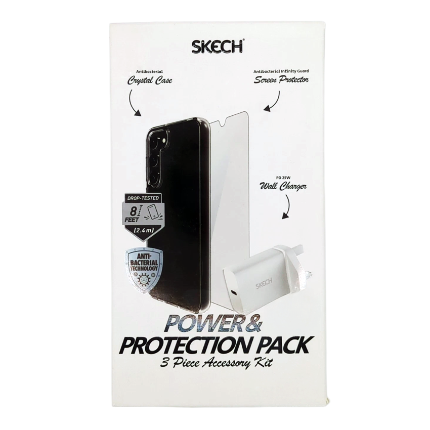 SKECH IPH 13 Bundle Pack Clear Case + Screen Protector + 20W PD 3 PIN Charger