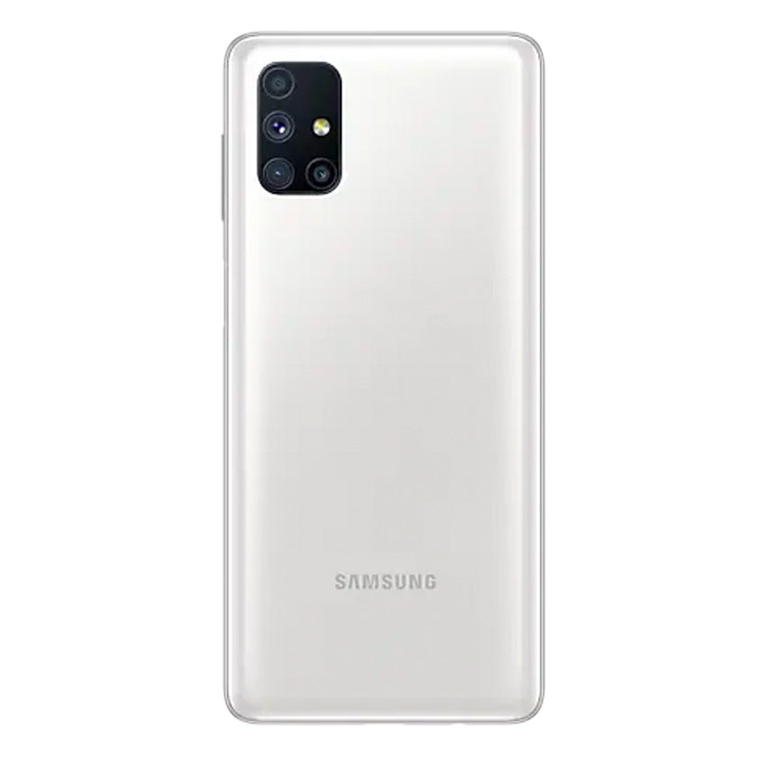 Samsung Galaxy M51 white back view - Fonez -Keywords : MacBook - Fonez.ie - laptop- Tablet - Sim free - Unlock - Phones - iphone - android - macbook pro - apple macbook- fonez -samsung - samsung book-sale - best price - deal