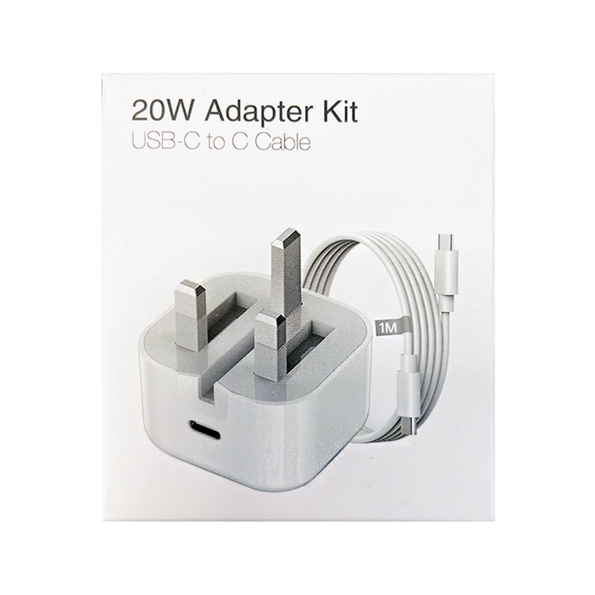 Kit adattatore di alimentazione USB-C da 20 W + cavo USB C a C 1 M bianco