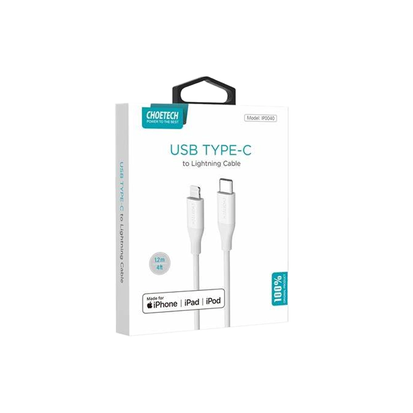 Cavo Choetech USB MFI da tipo C a Lightning da 1,2 m bianco