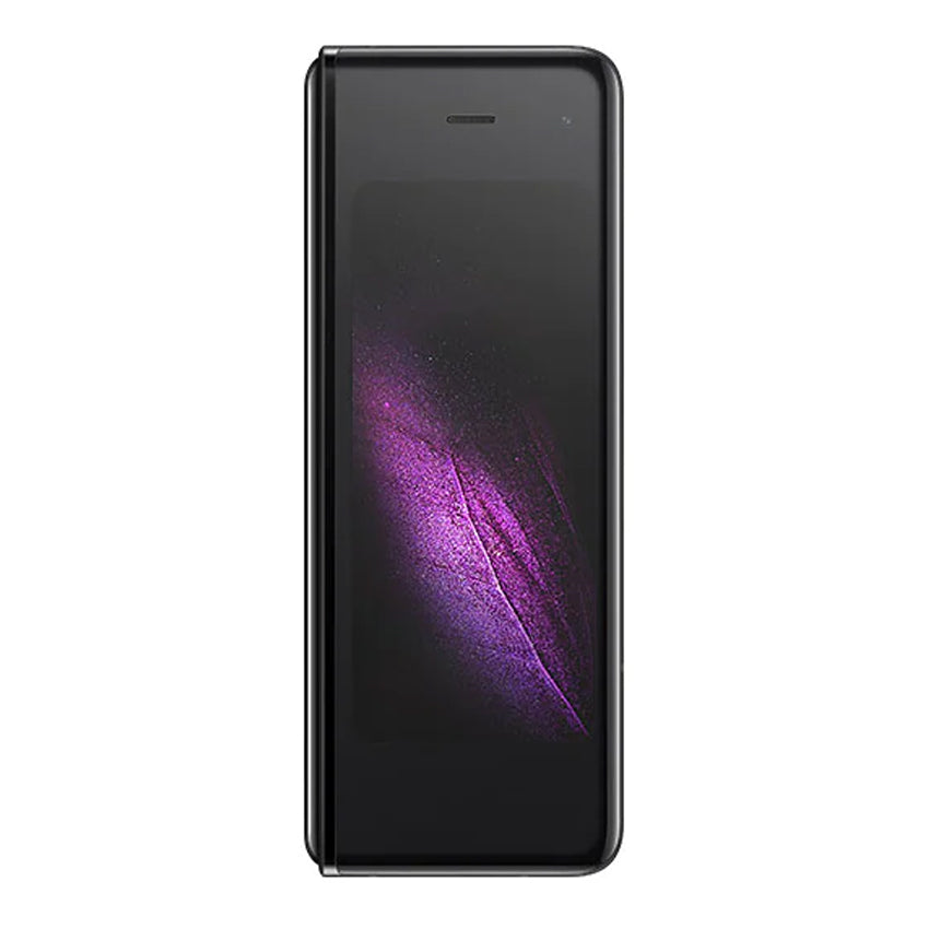 Samsung Galaxy Z Fold 5G Cosmos Black back view with screen
